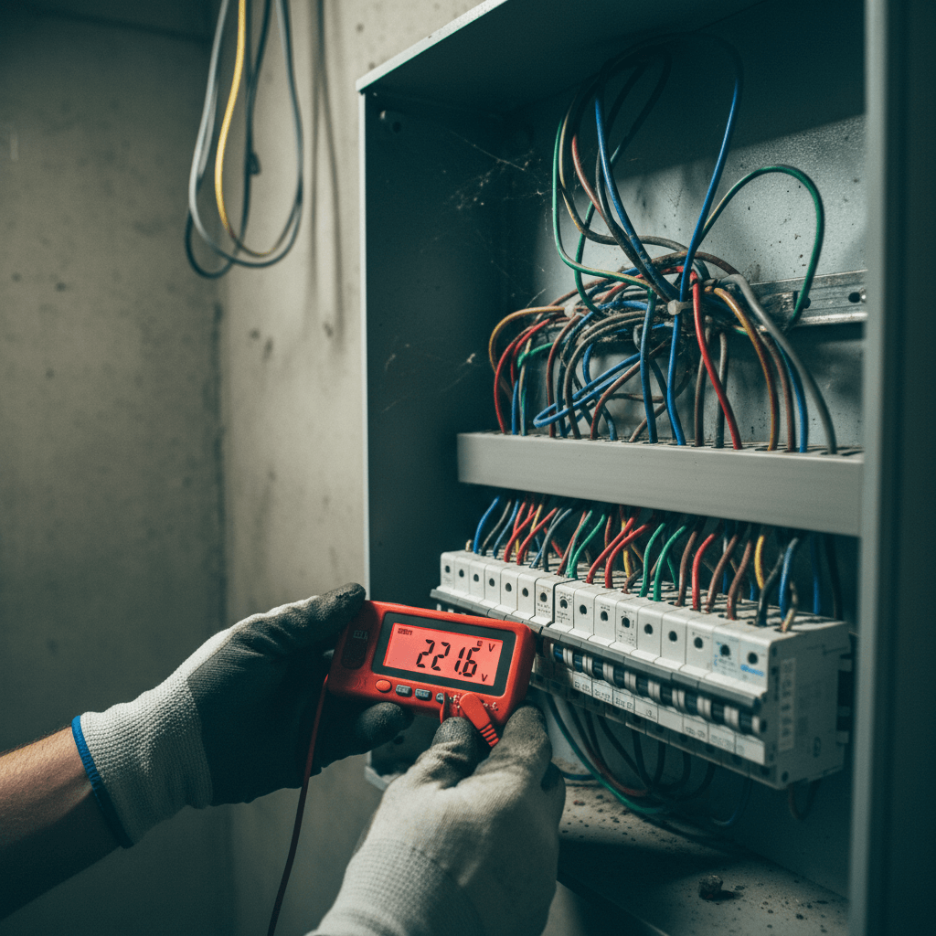 Detaillierte Fehleranalyse am Sicherungskasten mit Messgerät